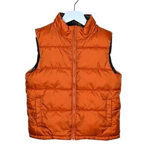 Gymboree Puffer Vest Youth Small (5-6) Reversible Orange Camo Full Zip